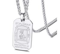 FaithHeart Collana Personalizzata San Floriano Ciondolo Medaglietta in Acciaio Inossidabile Gioielli Protettivi Argento/Nero/Oro Santo Patrono dei Vigili del Fuoco Gioielli Religiosi per Uomo