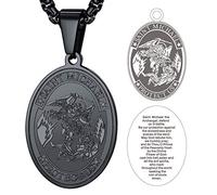 FaithHeart Collana San Michele Arcangelo Acciaio Inox 316L Uomo Gioielli Religiosi Cristiani Talismano di Protezione Soldati Militari