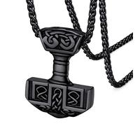 FaithHeart Collana Vichingo da Uomo Cranio Caora Satanica Ascia Celtica Lupo Vichingo Odino Scudo Helm of Awe Regalo Creativo per Lui in Argento Nero Oro 55+12 CM Impermeabile e Antiallergica