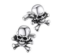 FaithHeart Gemelli per Camicia Abito Uomo Stile Vichingo Tecnologia di Rilievo 3D Rune Celtico Trinità Lupo in Argento/Nero Vintage Lucidatura Manuale Regalo per Lei Padre Ragazzi