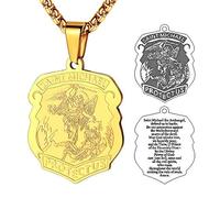FaithHeart Medaglia Arcangelo Collana San Michele Ciondolo San Michele Guardiano Personalizzabile Acciaio Inossidabile/Oro/Nero con Catena 55+5 cm Gioielli Religiosi per Uomo Donna