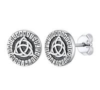 FaithHeart Orecchini Argento S925 Vichinghi Mitologia Nordica Santo Patrono Bussola Valknut Trinità Lupo Martello-di Thor Argento Vintage Orecchini da Uomo Donna Regali Compleanno Coppie