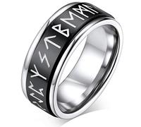 FaithHeart Rune Anello VichiNgo Anello Rotante Anti-stress Spinner Anello Uomo Acciaio Inossidabile Taglia IT #14-27 Anello per Teen Boy Biker Nome Personalizzato Incisione