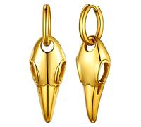 FaithHeart Vichingo Orecchini a Perno Orecchini da Uomo Donna Nordico in Argento Nero Oro Teschio di Corvo Orecchini a Cerchio Punk con Scatola Regalo di Compleanno di Natale di Halloween