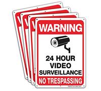Faittoo 4-Pack Video Surveillance Sign, No Trespassing Metal Reflective Warning Sign, 10 x7 Inches 0.40 Aluminum Indoor or Outdoor Use for Home Business CCTV Security Camera,UV Protected & Waterproof