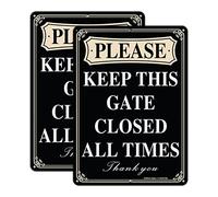 Faittoo Si prega di tenere questo cancello chiuso tutti i tempi, confezione da 2 20 x 10 cm, in alluminio riflettente antiruggine, resistente ai raggi UV, resistente alle intemperie e allo sbiadimento, facile da installare e leggere, uso interno ed esterno