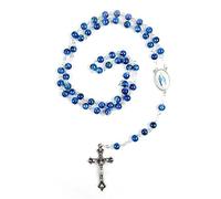 Faja, collana con ciondolo a forma di rosario cattolico con perline di vetro rotonde e croce religiosa, unisex