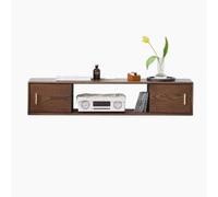 FAJNUZI2024 Centro di intrattenimento TV galleggiante in legno for la casa, mobile TV moderno montato a parete con supporto TV galleggiante con ripiano aperto e ante scorrevoli(Walnut,160x25x25cm)