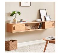 FAJNUZI2024 Centro di intrattenimento TV galleggiante in legno for la casa, mobile TV moderno montato a parete con supporto TV galleggiante con ripiano aperto e ante scorrevoli(Nature,130x25x25cm)