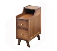 FAJNUZI2024 Comodino con cassetti Comodino originale a due cassetti, comodino interamente in legno, mobiletto laterale stretto(Bruin,M)