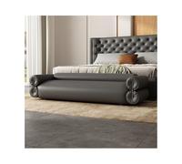 FAJNUZI2024 Fondo Letto Sgabello da comodino lungo in vera pelle for camera da letto, sgabello da divano, moderno e semplice, for soggiorno, divano piccolo Panca fondo letto(Grijs,M)