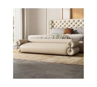 FAJNUZI2024 Fondo Letto Sgabello da comodino lungo in vera pelle for camera da letto, sgabello da divano, moderno e semplice, for soggiorno, divano piccolo Panca fondo letto(Off-white,M)