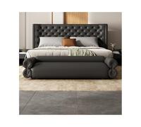 FAJNUZI2024 Fondo Letto Sgabello da comodino lungo in vera pelle for camera da letto, sgabello da divano, moderno e semplice, for soggiorno, divano piccolo Panca fondo letto(Nero,Grande)