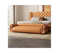 FAJNUZI2024 Fondo Letto Sgabello da comodino lungo in vera pelle for camera da letto, sgabello da divano, moderno e semplice, for soggiorno, divano piccolo Panca fondo letto(Orange,Grande)