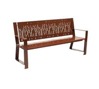 FAJNUZI2024 Giardino in Acciaio Panca da giardino con schienale e braccioli, sedia con motivo traforato in acciaio, for il tempo libero all'aperto sul balcone Panchina da esterno(Piccolo)