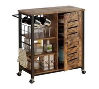 FAJNUZI2024 Isola mobile per cucina Armadietto portaoggetti con stazione di ricarica e ruote, mobiletto da cucina ripiani 80 cm, industriale, marrone vintage