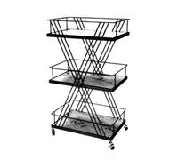 FAJNUZI2024 Isola mobile per cucina Carrello mobile, scaffale di stoccaggio con ruote, for cestelli portaoggetti, carrelli multistrato, mobili da cucina(Nero)