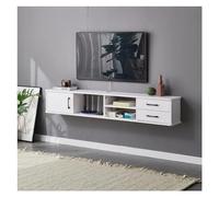 FAJNUZI2024 Mensole TV da soggiorno, supporto TV sospeso a parete Console multimediale for intrattenimento Centro grande armadio portaoggetti for ufficio domestico(Bianco,150 * 24 * 28cm)