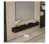 FAJNUZI2024 Mobile TV moderno in legno con armadietti 2Media e 2 cassetti, supporto TV galleggiante for montaggio a parete, centro di intrattenimento for soggiorno, camera da letto(Nero,220x24x20cm)