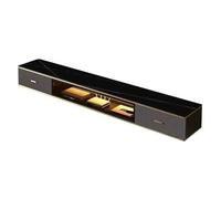 FAJNUZI2024 Mobile TV sospeso a parete, supporto TV moderno sospeso con luci a LED, centro di intrattenimento galleggiante con anta in vetro e spazio for riporre sotto la TV(Nero,180x25x23cm)