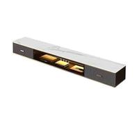 FAJNUZI2024 Mobile TV sospeso a parete, supporto TV moderno sospeso con luci a LED, centro di intrattenimento galleggiante con anta in vetro e spazio for riporre sotto la TV(Grijs,180x25x23cm)