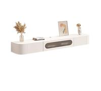 FAJNUZI2024 Mobile TV sospeso in legno con anta in vetro, moderno centro di intrattenimento a parete con 2 cassetti, completamente assemblato, 63"/70,8''/78,7''(Bianco,180x20x24cm)