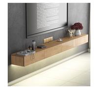 FAJNUZI2024 Mobile TV sospeso in legno di quercia con 4 cassetti e luce LED, semplice mobiletto porta TV a parete con spazio di archiviazione(Piccolo)
