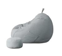 FAJNUZI2024 Piccola poltrona Bean Bag per camera da letto Poltrona a sacco con pouf e divano pigro tasca laterale for il salotto(Grijs,M)