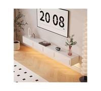 FAJNUZI2024 Supporto TV sospeso Centro di intrattenimento sospeso a parete bianco crema for sotto la TV, supporto TV moderno con luce LED for il soggiorno di casa(183.6x30x21.6cm)