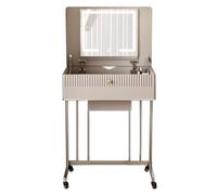 FAJNUZI2024 Toeletta francese Toletta ribaltabile stile crema piccola con specchio for il trucco mobile for riporre comodino della camera da letto Toeletta con sgabello