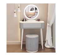 FAJNUZI2024 Vanity Desk con 1 cassetto e sgabelli in velluto moderno, tavolo da toeletta for il trucco, scrivania for casa, ufficio, laptop, studio, grigio Toeletta con sgabello