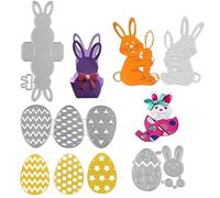 FaJoek 4 Pezzi Fustelle Pasqua, Taglio Muore di Pasqua, Stencil in Metallo Pasquali, Fustellatura in Metallo, Fustelle Stencil Cutting Dies, Fustelle per Scatoline, Stencil Goffratura