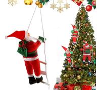 FaJoek Babbo Natale su scala 30cm Figura di Babbo Natale Arrampicatore su Scala di Corda, Babbo Natale sulla Scala Scala di Arrampicata Babbo Natale, Decorazione con Babbo Natale su scala