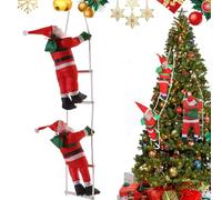 FaJoek Babbo Natale su scala 60cm Figura di Babbo Natale Arrampicatore su Scala di Corda, Babbo Natale sulla Scala Scala di Arrampicata Babbo Natale, Decorazione con Babbo Natale su scala (60 cm)