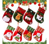 FaJoek Calze di Natale da Appendere 8 Pezzi Calza di Babbo Natale, Calza di Natale Set Piccole Camino Calza Natalizia, Mini Calze di Natale, Calze per Decorazioni Natalizie