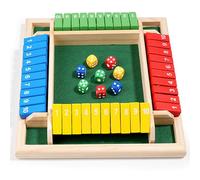 FaJoek Shut the Box 4 Giocatori, Classico Gioco da Tavolo, Chiudi La Scatola Gioco Di Società in Legno, Wooden Board Game, Giochi da Tavolo con 2 Dadi (colore)