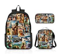 Fakcrkun Italian Brainrot - Zaino per ragazzi Brainrot, 3 pezzi, con portapranzo e astuccio, zaino impermeabile di grande capacità, per bambini, studenti, adolescenti