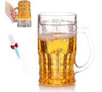 Fake Beer Glass, 400ml Double Layer Funny Prank Beers Mug, Funny Spoof Water Cup with Handles, Leak-Proof Insulated Freezable Design, Realistic Prank Cup for Bars Beverages (1PCS)