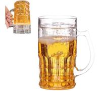 Fake Beer Mug,400ml Double Layer Funny Beer Stein with Handles,Fake Double Fake Beers Mug with Mezzanine,Realistic Prank Cup for Bars Beverages,Prank and Parties