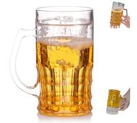 Fake Beer Mug, Prank Beer Mug, 400ml Double Layer Realistic Beers Cup with Handles, Double Fake Beers Mugs with Mezzanine, for Bar Beverages, Prank and Parties (1PCS)