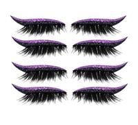 Fake Eyelashes, Adhesive Eyeliner Stickers, Glitter Reusable False Lashes Set, Quick-Applied Eye Makeup Strips, No Glue Beauty Solution for Daily Wear Parties Performances, 12Pairs