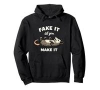 Fake It Till You Make It Funny Ironic Gen Z Meme Rat Citazione Felpa con Cappuccio