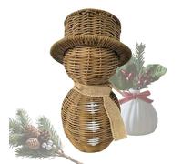 Fake Rattan Snowman Hat Scarf | Snowman Christmas Decorations | Rustic Faux Rattan Christmas Decorations For Indoor Outdoor Bedroom Living Room Office Desk Table Shelf Fireplace Mantel Farmhouse