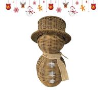 Fake Rattan Snowman Hat Scarf | Snowman Christmas Decorations | Rustic Faux Rattan Christmas Decorations For Indoor Outdoor Bedroom Living Room Office Desk Table Shelf Fireplace Mantel Farmhouse