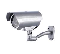 Fake Solar Camera Outdoor CCTV Simulazione di sorveglianza Telecamera fittizia Proiettile protezione della sicurezza domestica con luce a LED lampeggiante Immagini Nitide Facile Usare(Normal Silver)