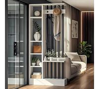 Fakednss Colonna Divisoria Autoportante Legno, Parete Divisoria da Pavimento a Soffitto, Separatore Ambienti Interni con Ripiani per Ingresso, Soggiorno, Camera, Ufficio, Montaggio Facile