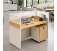 Fakednss Scrivania Modulare Da Ufficio Con Pannelli Divisori, Scrivania a L Con Passacavi, Postazione Di Lavoro per 1-6 Persone, Call Center E Coworking