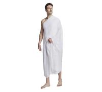FakeFace 2 asciugamani da pellegrinaggio Ihram per musulmani arabi Mecca Hajj vestiti da uomo islamico Ramadan preghiera costumi da culto scialle Jubba Thobe (cotone bianco)