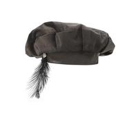 FakeFace Cappello Tudor in velluto stile rinascimentale medievale da uomo, cappello storico con decorazione finta piuma per Halloween Carnevale Festa tematica