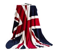 FakeFace Coperta con bandiera Union Jack in morbido pile di corallo, grande bandiera britannica, divano, sedia, copriletto, accogliente coperta da viaggio in peluche, 200 x 150 cm, colore rosso